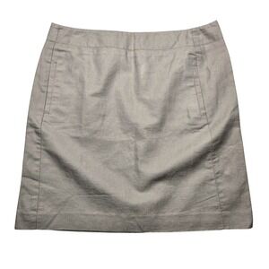 Ann Taylor Loft Skirt Womens 8P Khaki Beige Linen Blend Classic Career Lined